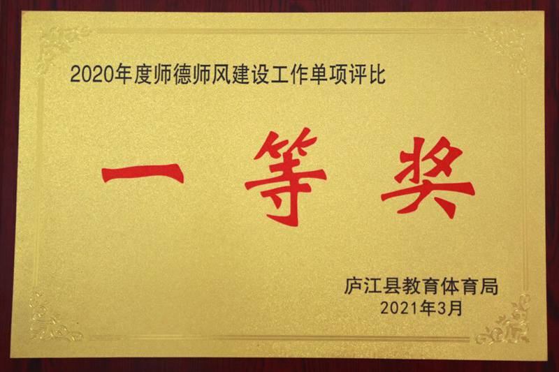 2020年度师德师风建设工作单项评比一等奖