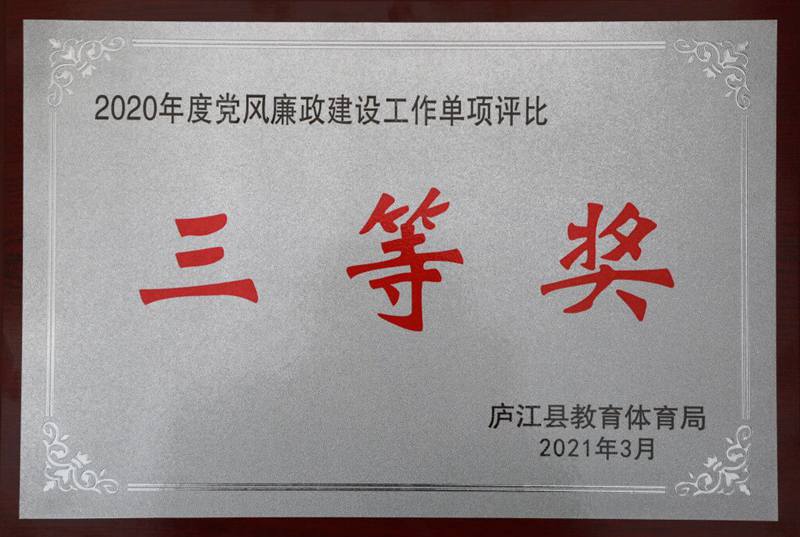 2020年度党风廉政建设工作单项评比三等奖